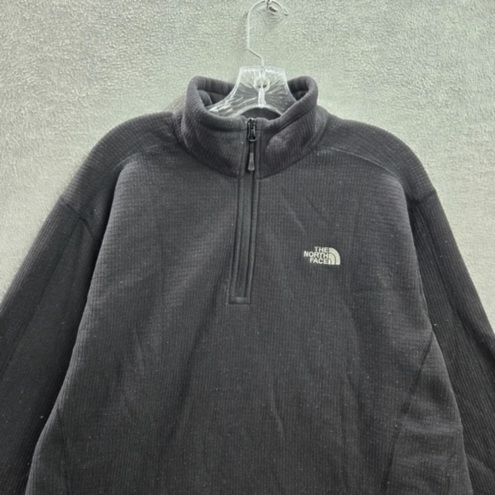 the North Face Men Sweater XL‎ Black Fleece Lined Logo 1/4 Zip Mock Neck